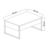 Table basse rectangulaire en mélamine luxe noyer 90x60x40 cm 