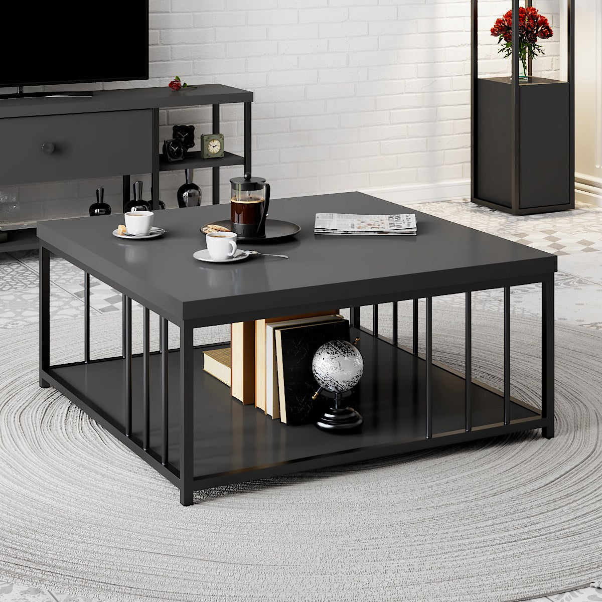 Ensemble de tables basses en forme de goutte d'eau, chêne noir/fini En Ensemble de tables basses en forme de goutte d'eau, chêne noir/fini En