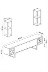 TV Meubel Set Black Line Antraciet Zwart Melamine 180x48x30 cm