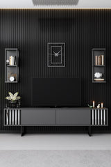 Ensemble de meubles télévisés Chrome Anthracite Mélamine noire 180x48x30 cm