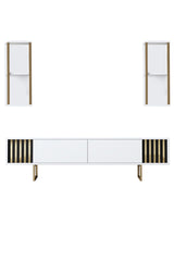 Ensemble de meubles de télévision Gold Ligne Blanc Noire Mélamine 180x48x30 cm