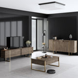 Meubelset Walnoot Luxe - Salontafel + TV Meubel + Dressoir - Gouden Frame
