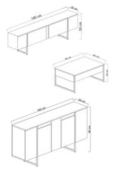 Meubelset Walnoot Luxe - Salontafel + TV Meubel + Dressoir - Gouden Frame