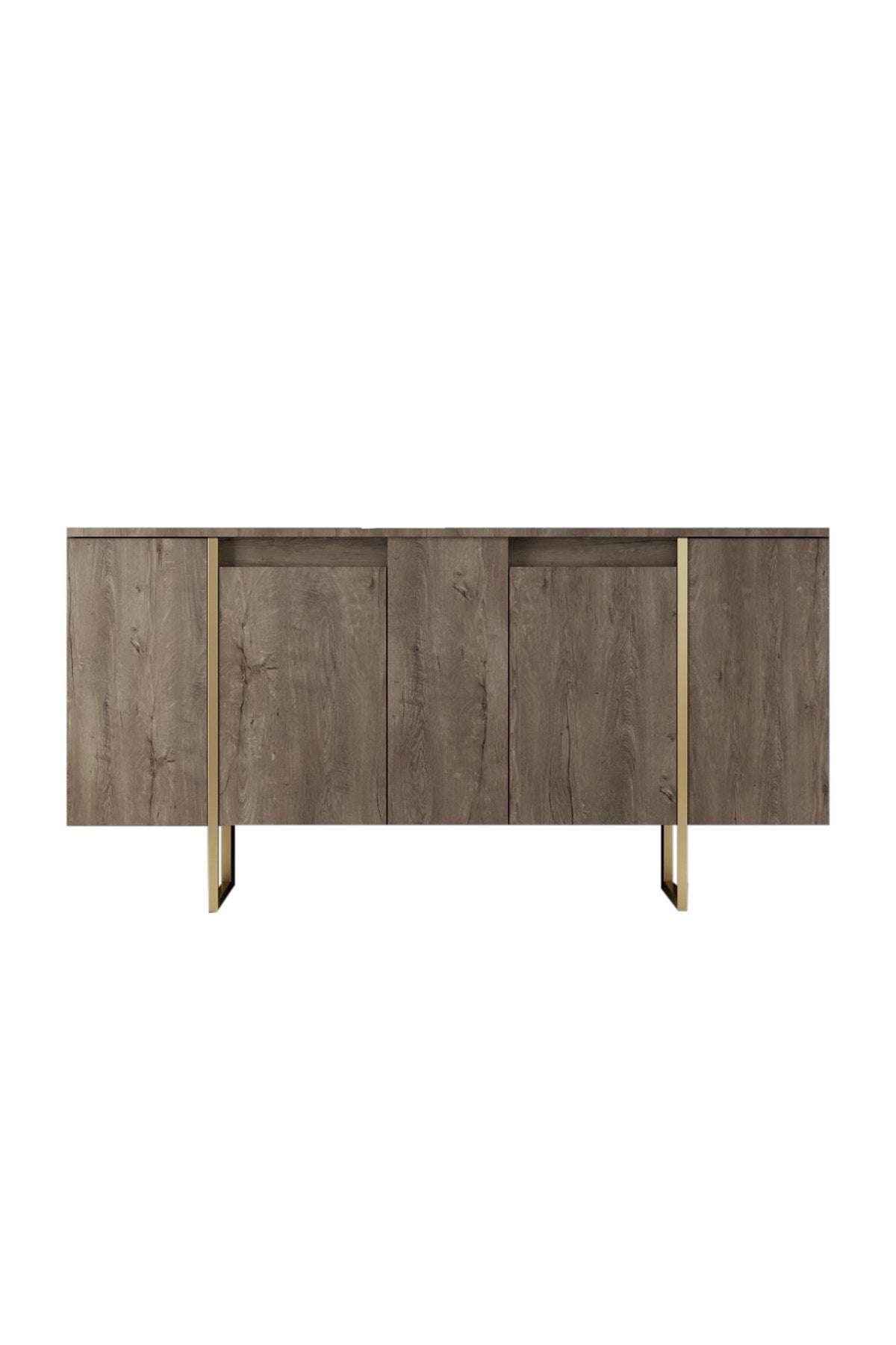 Meubelset Walnoot Luxe - Salontafel + TV Meubel + Dressoir - Gouden Frame