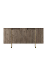 Meubelset Walnoot Luxe - Salontafel + TV Meubel + Dressoir - Gouden Frame