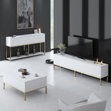 Ensemble de meubles White Lord - Table basse + Meuble TV + Buffet - Cadre doré