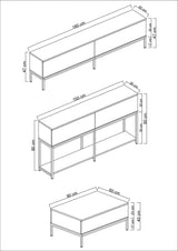 Ensemble de meubles White Lord - Table basse + Meuble TV + Buffet - Cadre doré