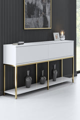 Ensemble de meubles White Lord - Table basse + Meuble TV + Buffet - Cadre doré