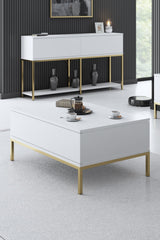 Ensemble de meubles White Lord - Table basse + Meuble TV + Buffet - Cadre doré
