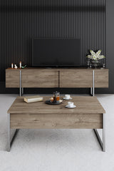 Meuble TV Luxe Noyer 180x50x30 - Cadre Argenté
