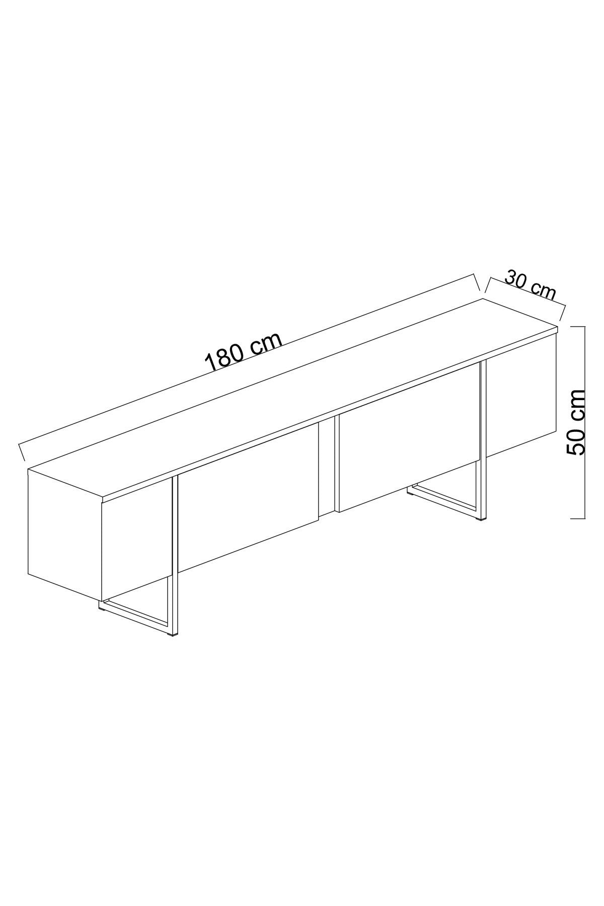 Meuble TV Luxe Noyer 180x50x30 - Cadre Argenté