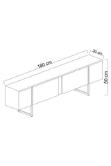 Meuble TV Luxe Noyer 180x50x30 - Cadre Argenté