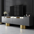 Meuble TV - Meuble TV Anthracite Bohem 180x50x30 - Cadre Doré - Dimehouse