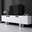 Meuble TV - Meuble TV Blanc Bohem 180x50x30 - Structure Argent - Dimehouse