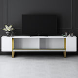 Meuble TV blanc Yildiz 180x50x30 - Cadre doré
