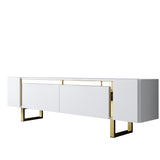 Meuble TV blanc Yildiz 180x50x30 - Cadre doré
