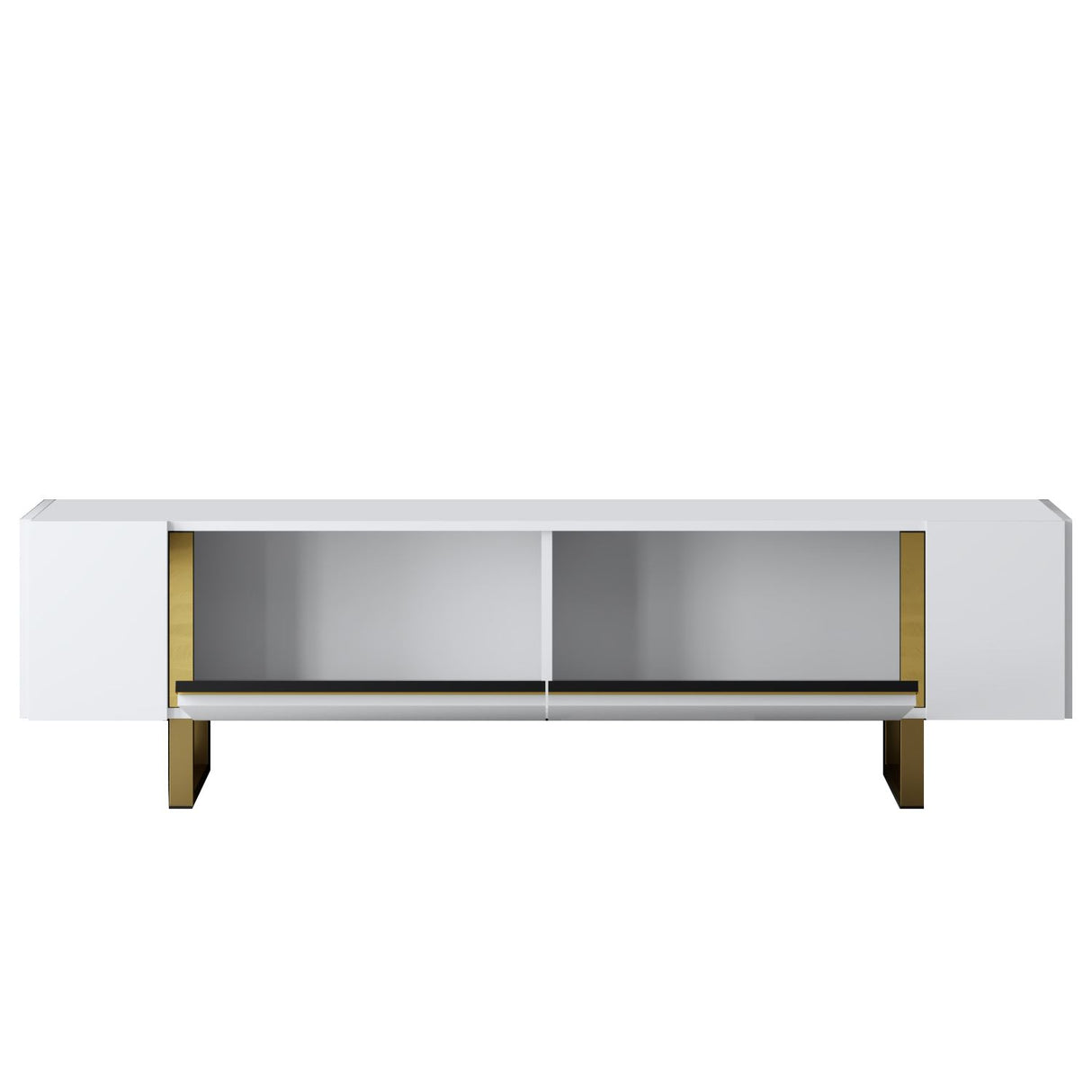 Meuble TV blanc Yildiz 180x50x30 - Cadre doré