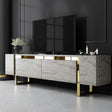 TV Meubels - TV Meubel Travertin Yildiz 180x50x30 - Gouden Frame - Dimehouse