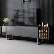 Meuble TV - Meuble TV Ligne Or Anthracite 180x48x30 - Cadre Doré - Dimehouse