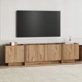 Meuble TV Lowen aspect chêne 180 cm Pin Atlantique et bois mélaminé anthracite