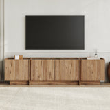 Meuble TV Lowen aspect chêne 180 cm Pin Atlantique et bois mélaminé anthracite