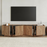 Meuble TV Lowen aspect chêne 180 cm Pin Atlantique et bois mélaminé anthracite