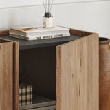 Meuble TV Lowen aspect chêne 180 cm Pin Atlantique et bois mélaminé anthracite
