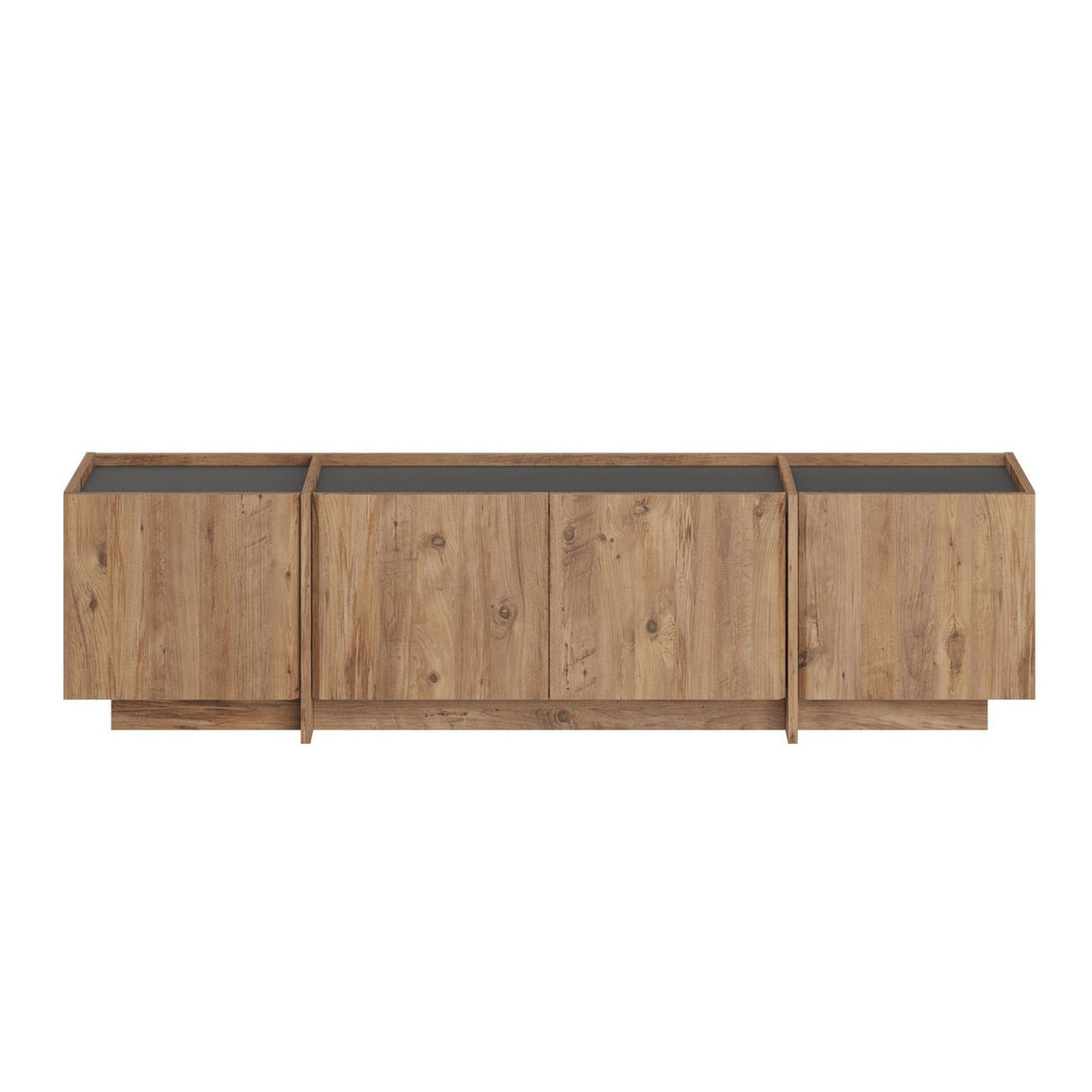 Meuble TV Lowen aspect chêne 180 cm Pin Atlantique et bois mélaminé anthracite