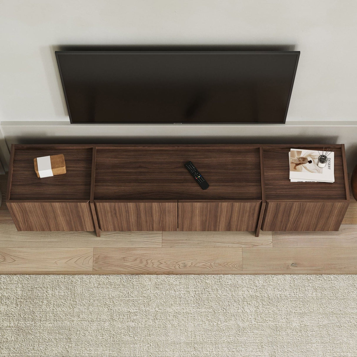 Meuble TV Lowen en noyer Milano 180 cm en bois composite enduit mélaminé