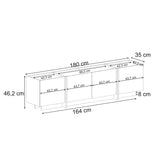 Meuble TV Lowen en noyer Milano 180 cm en bois composite enduit mélaminé