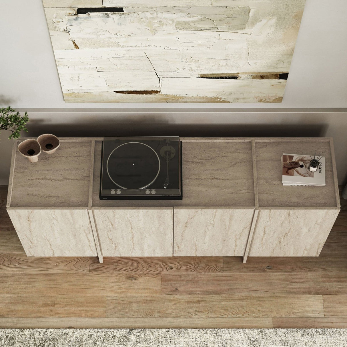 Table console Dorma aspect travertin 180 cm Bois mélaminé