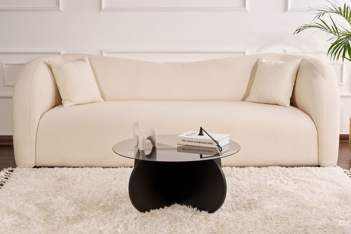 Table basse Aris ronde 75 cm en verre teinté - piètement noir 