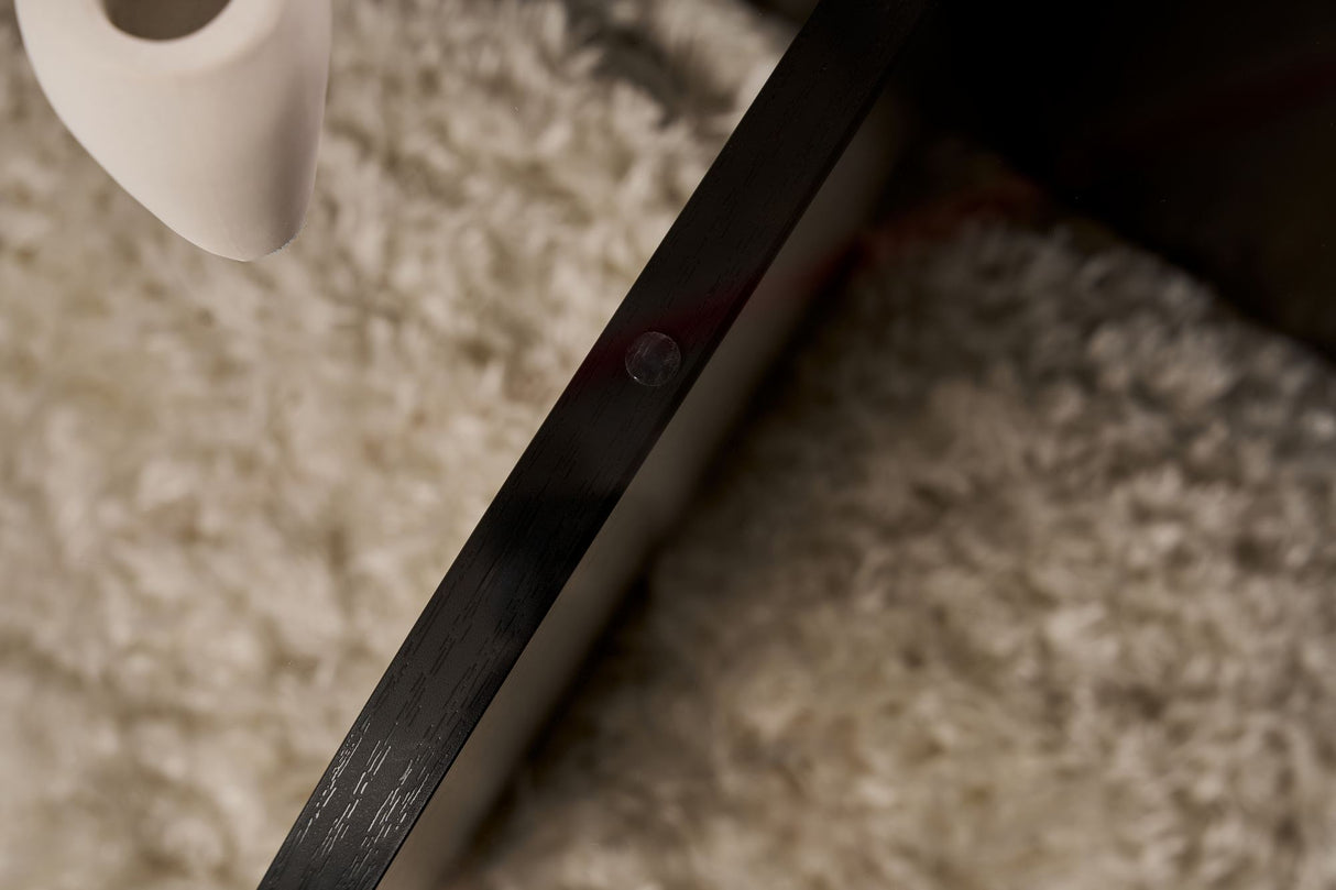 Table basse Aris ronde 75 cm en verre teinté - piètement noir 
