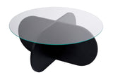 Table basse Aris ronde 75 cm en verre teinté - piètement noir 