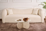 Table basse Aris ronde 75 cm en verre - Piètement en travertin 