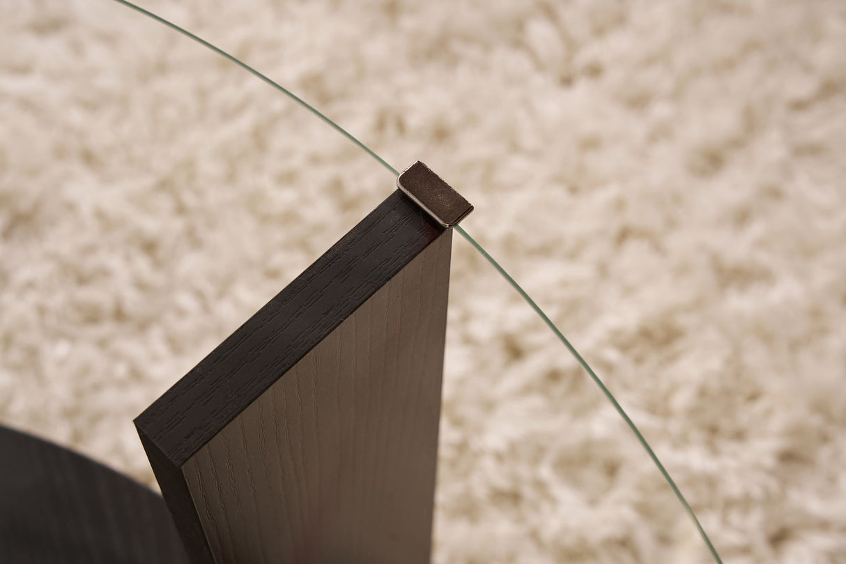 Cairo Salontafel Rond Ø75 cm Zwart Hout - Rookglas 75x75 cm