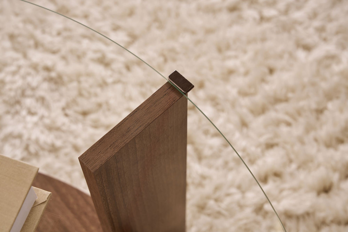 Cairo Salontafel Rond Ø75 cm Walnoot - Glas 75x75x40 cm