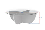 Table basse Liya Chêne Saphir ovale 90 cm Verre trempé