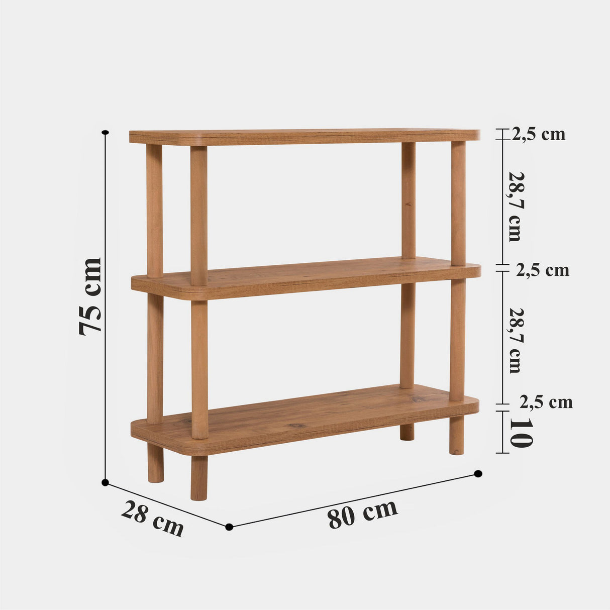 Boekenkast Step Atlantisch Dennenhout Melamine 80x75x28 cm