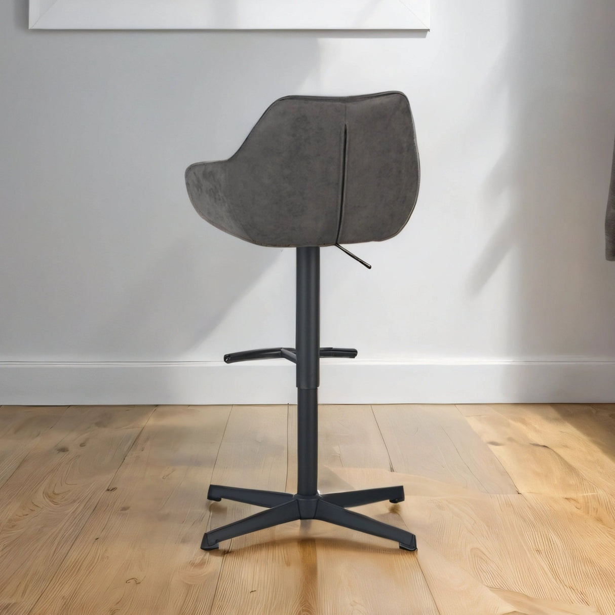 Tabouret de bar de venin anthracite - chaise de bar rotative industrielle avec accoudoir - Eco-leer