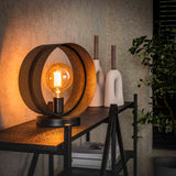 Lampe de table Fons 1-lumière ronde en métal noir 