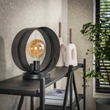 Lampe de table Fons 1-lumière ronde en métal noir 