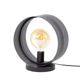 Lampe de table Fons 1-lumière ronde en métal noir 