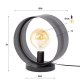 Lampe de table Fons 1-lumière ronde en métal noir 