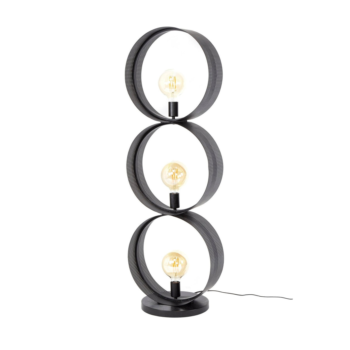 Lampadaire Fons 3 lumières anneaux métal noir 