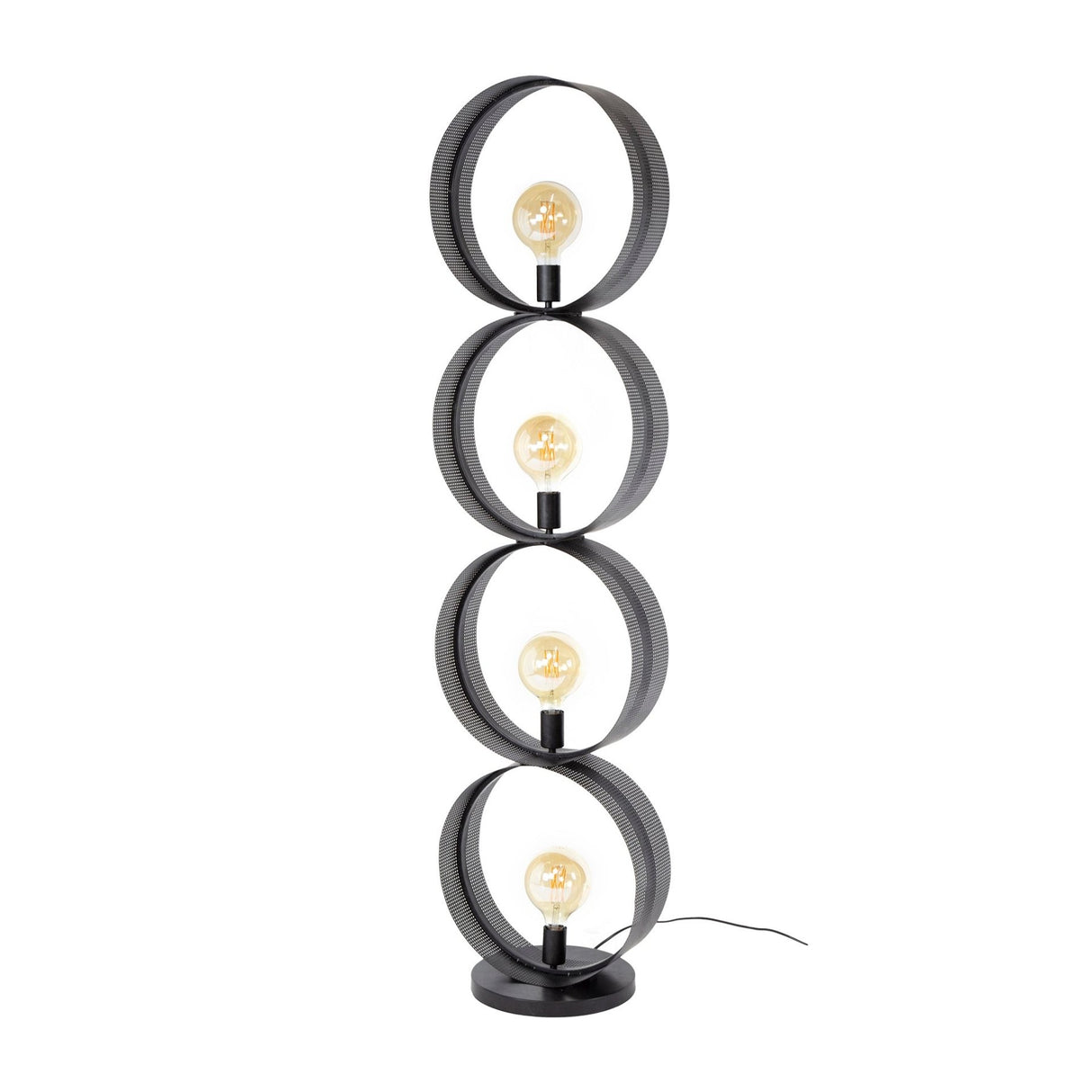 Lampadaire Fons 4 lumières anneaux métal noir 