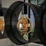 Suspension Fons 4 lumières anneaux métal noir 