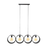 Suspension Fons 4 lumières anneaux métal noir 