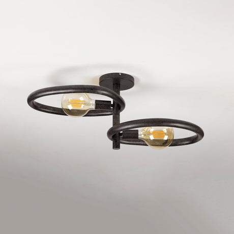 Plafondlamp Nova Duo 2-lichts - Zwart Metaal