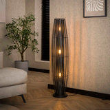 Lampadaire Liora 3 lumières cylindre maille noir 120 cm 